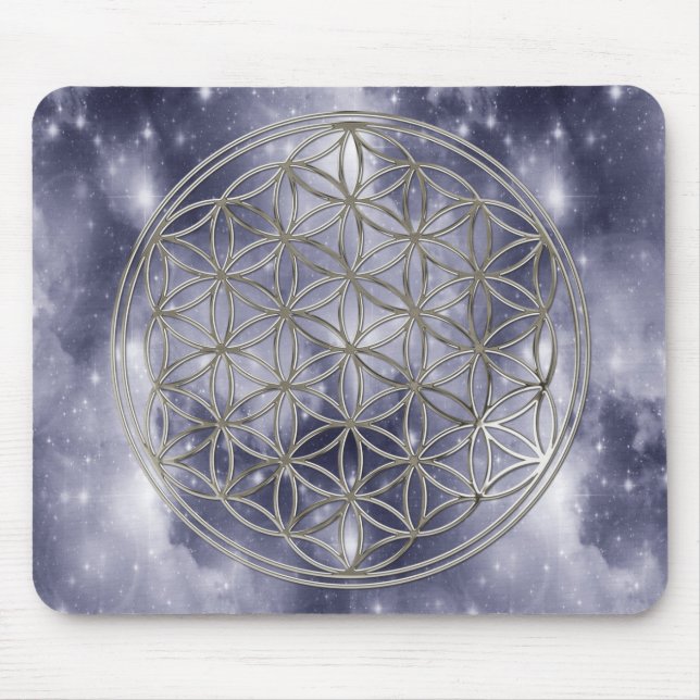 Alfombrilla De Ratón De la vida/| flor la Flower Of Life silver heaven (Frente)