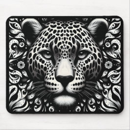 Alfombrilla de ratón de leopardo en blanco y negro