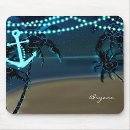 Alfombrilla de ratón de luces de playa de árboles