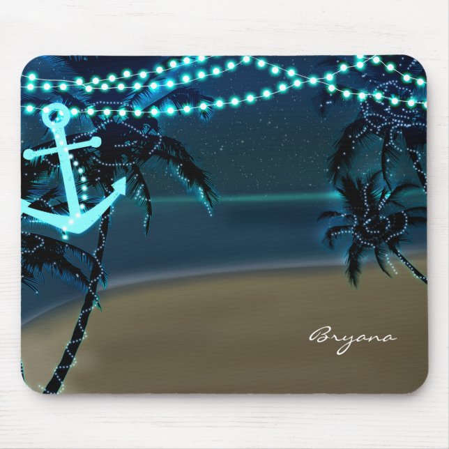 Alfombrilla de ratón de luces de playa de árboles  (Frente)