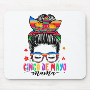 Alfombrilla De Ratón De Mayo Mama Messy Bun Hair Mamá Mexicana Da