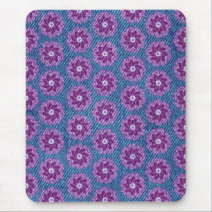 Alfombrilla de ratón de mezclilla y flores rosas y