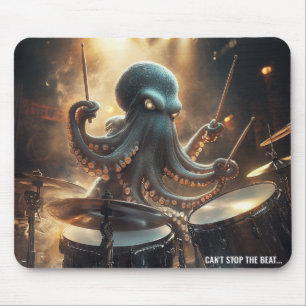Alfombrilla de ratón de música rock de pulpo bater