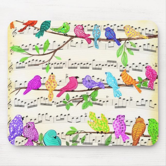 Alfombrilla de ratón de pájaros musicales (Frente)