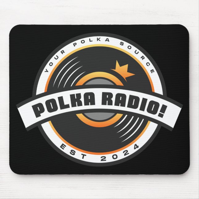 Alfombrilla de ratón de Polka Radio (negra) (Frente)