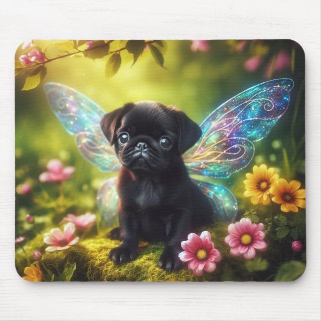 Alfombrilla de ratón de Pug Hada Dulce en Jardín F (Frente)