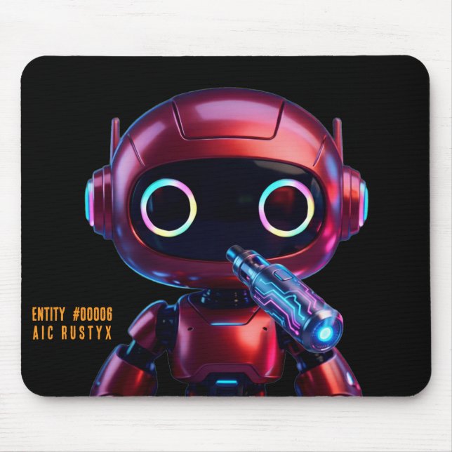 Alfombrilla de ratón de robot de IA Cyberpunk #000 (Frente)