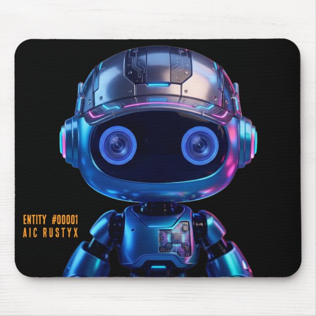 Alfombrilla de ratón de robot de IA Cyberpunk #000 (Frente)