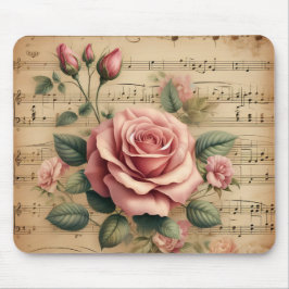 Alfombrilla de ratón de rosa y partitura