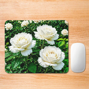 Alfombrilla de ratón de rosas blancas