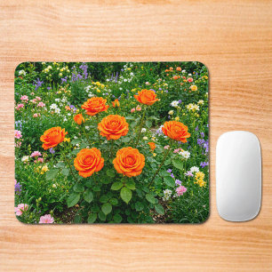 Alfombrilla de ratón de rosas naranjas