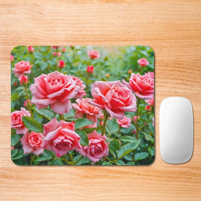 Alfombrilla de ratón de rosas rosadas (Mouse pad with pink roses)