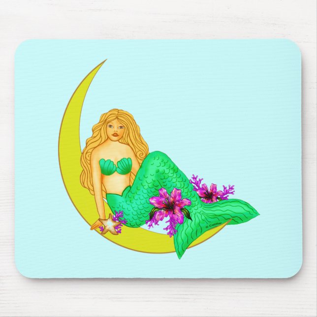 Alfombrilla de ratón de sirena de Luna de lirio (Frente)