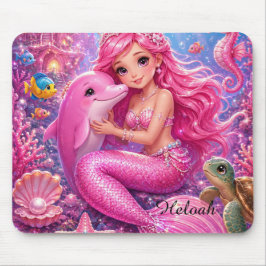 Alfombrilla de ratón de sirena rosa mágica de la p