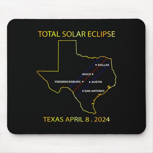 Alfombrilla De Ratón De Solar Eclipse 2024 Mapa Interactivo Texas Eclip (Frente)