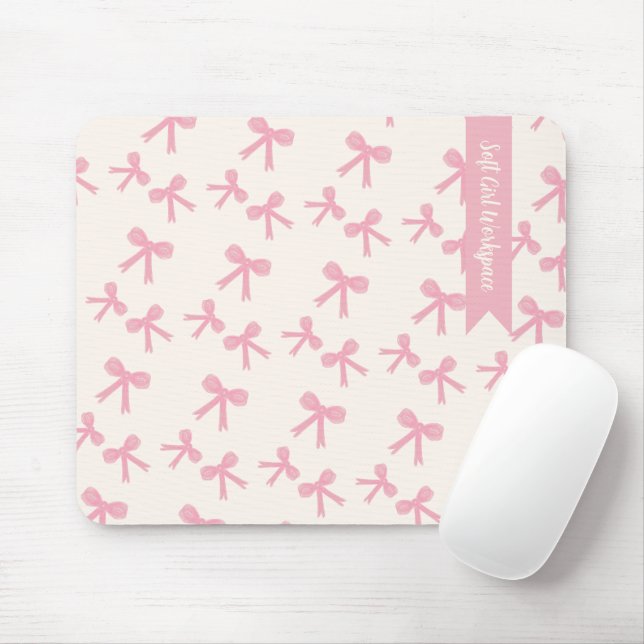 Alfombrilla de ratón de sueños con lazo rosa (Con ratón)