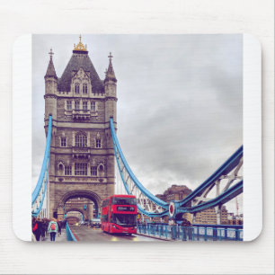 Alfombrilla De Ratón Decker rojo cruza puente torre en Londres