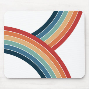 Alfombrilla De Ratón Decoración de arcoiris de estilo doble retro color
