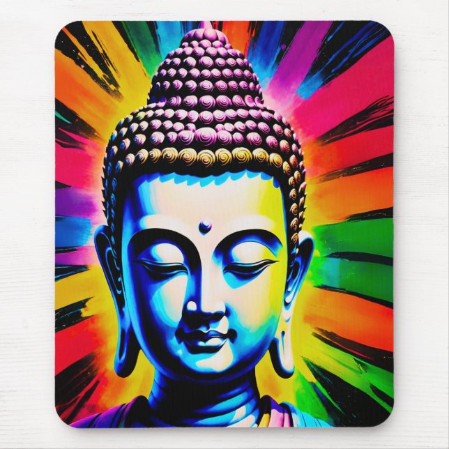 Alfombrilla De Ratón Decoración de Buddha Neon (Frente)