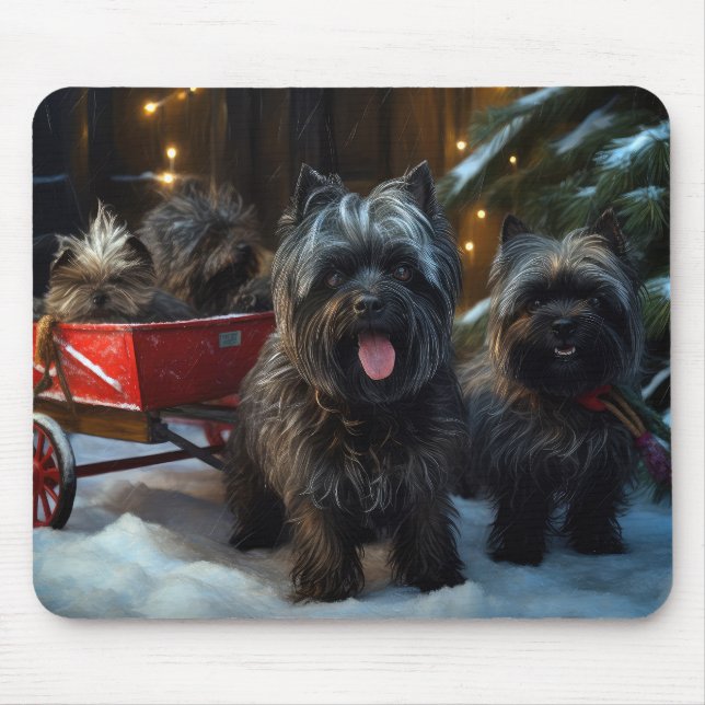Alfombrilla De Ratón Decoración de los Navidades del Affenpinscher Snow (Frente)