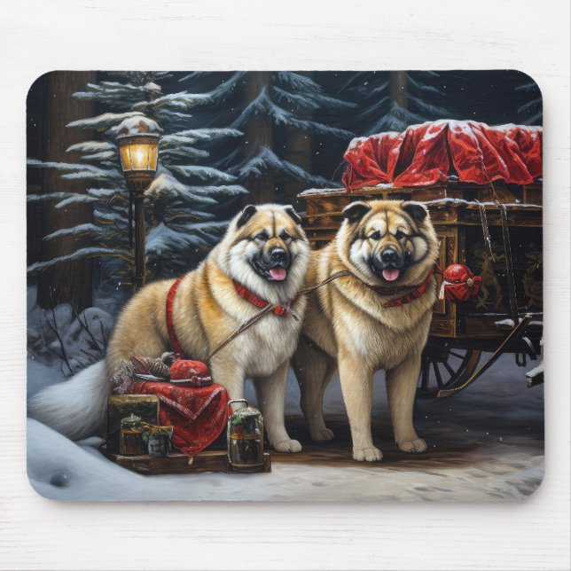 Alfombrilla De Ratón Decoración de los Navidades estadounidenses Akita  (Frente)