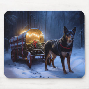 Alfombrilla De Ratón Decoración de Navidad Australian Kelpie Snowy Slei