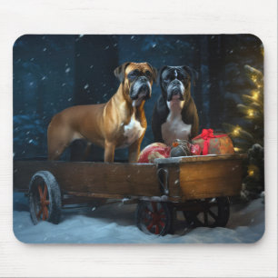 Alfombrilla De Ratón Decoración de Navidades Boxer Snowy Sleigh