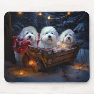 Alfombrilla De Ratón Decoración de Navidades de Coton De Tulear Snowy S