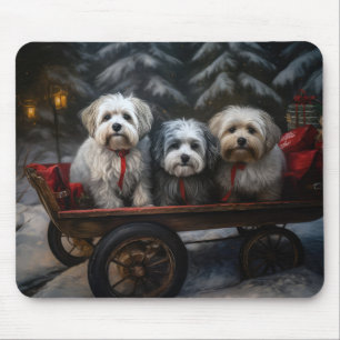 Alfombrilla De Ratón Decoración de Navidades Havanese Snowy Sleigh