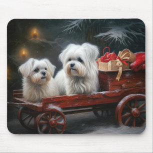 Alfombrilla De Ratón Decoración de Navidades malteses Snowy Sleigh