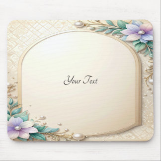 Alfombrilla De Ratón Decorative Floral Frame with Pearls Mousepad