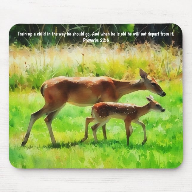 Alfombrilla De Ratón Deer Faith Bible Verse Proverbs Mouse Pad (Frente)