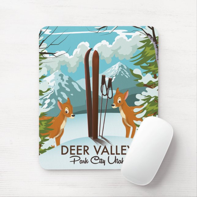 Alfombrilla De Ratón Deer Valley Park City Utah ski Travel poster (Con ratón)