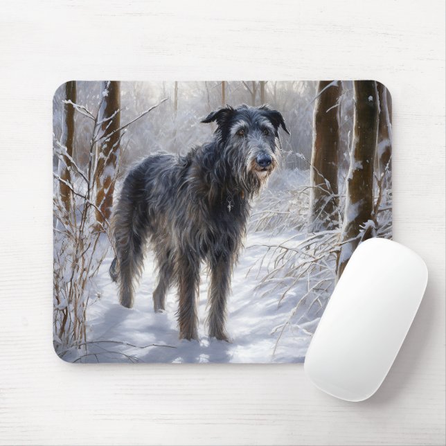 Alfombrilla De Ratón Deerhound escocés deja que nieve Navidades (Con ratón)