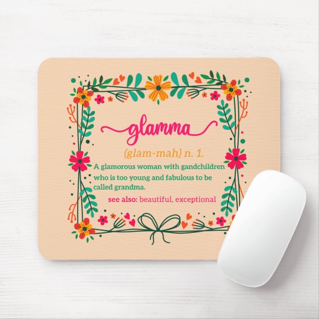 Alfombrilla De Ratón Definición de la abuela del marco de las flores (Con ratón)