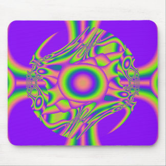 Alfombrilla De Ratón Deformación fractal púrpura verde psicodélico
