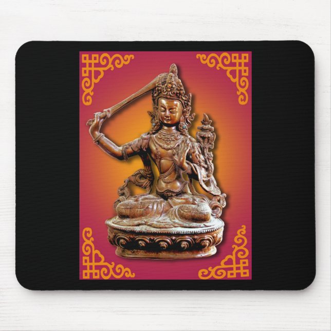 Alfombrilla De Ratón Deidad budista adornada antigua Manjushri Mousepad (Frente)