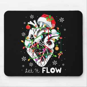 Alfombrilla De Ratón Dejemos que fluya la anatomía navideña Santa Heart