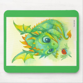 Alfombrilla de ratón del dragón verde curioso