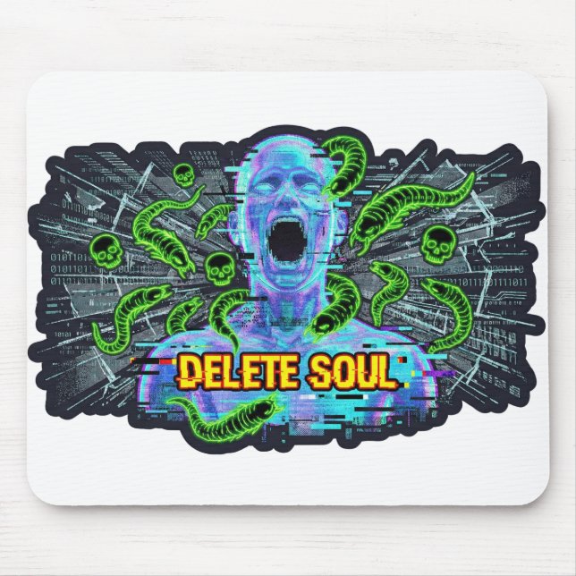 Alfombrilla De Ratón Delete Soul – Cyberpunk Glitch Horror (Frente)