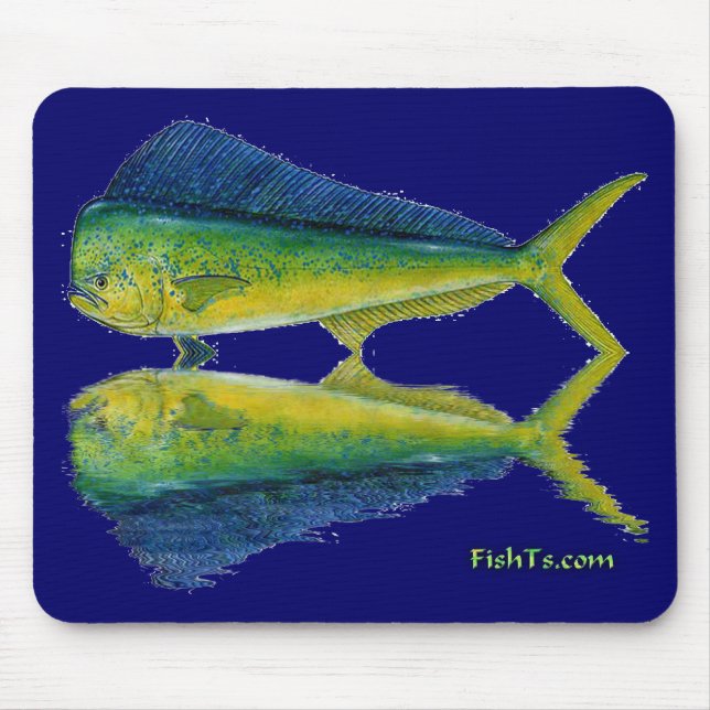 Alfombrilla De Ratón Delfín, Dorado, MahiMahi con la reflexión (Frente)