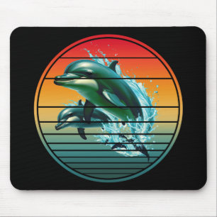 Alfombrilla De Ratón Delfín Vintage Criatura Del Mar Océano Delfines