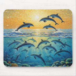 Alfombrilla De Ratón Delfines al atardecer l