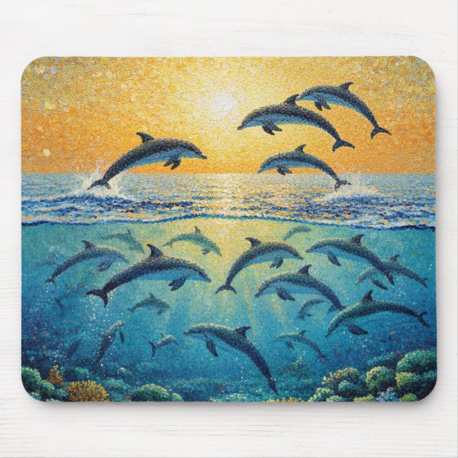 Alfombrilla De Ratón Delfines al atardecer l (Frente)
