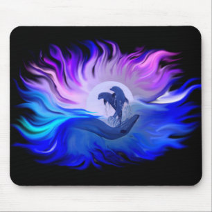 Alfombrilla De Ratón Delfines en la luna