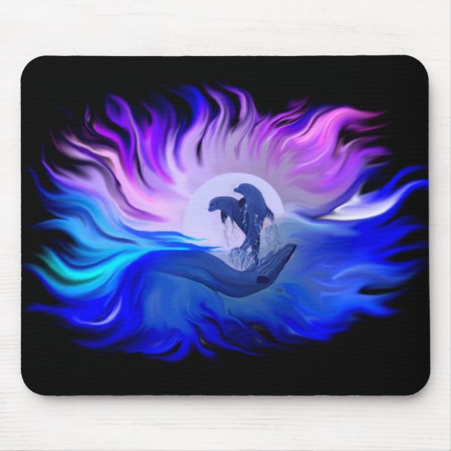 Alfombrilla De Ratón Delfines en la luna (Frente)