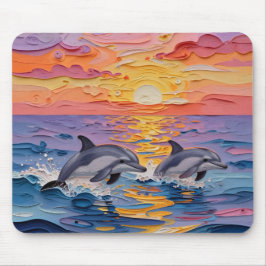 Alfombrilla De Ratón Delfines Impasto y olas del océano