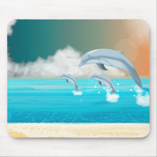 Alfombrilla De Ratón delfines saltando en el océano