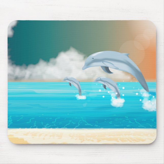 Alfombrilla De Ratón delfines saltando en el océano (Frente)