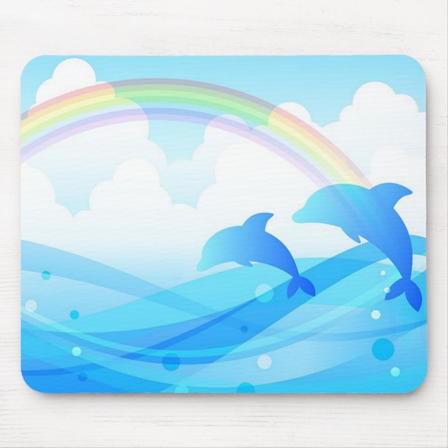 Alfombrilla De Ratón Delfines y arcoiris (Frente)
